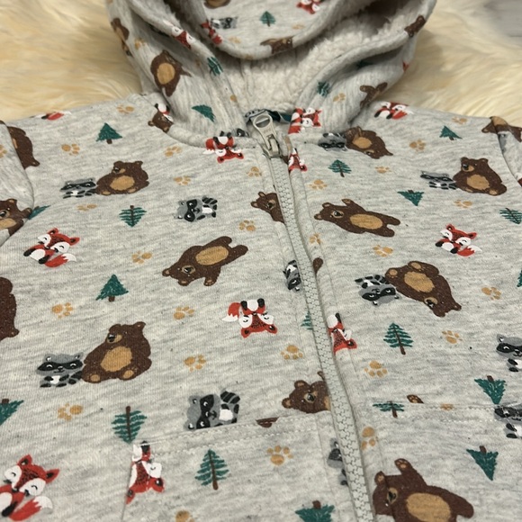 George White Bear Eared Fuzzy Lined Zipper Hoodie in Size 4T - Picture 2 of 6